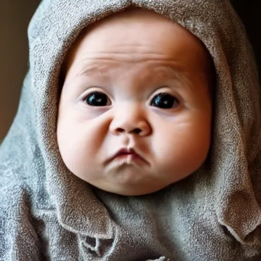 Prompt: the oldest looking baby ever, click bait