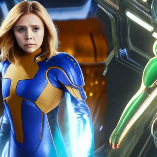 Image similar to elizabeth olsen as samus aran