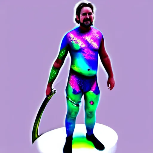 Image similar to iridescent bodypaint on a swashbuckling space pirate