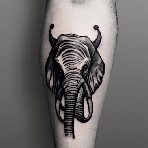 Image similar to elephant, bone, tiger tattoo