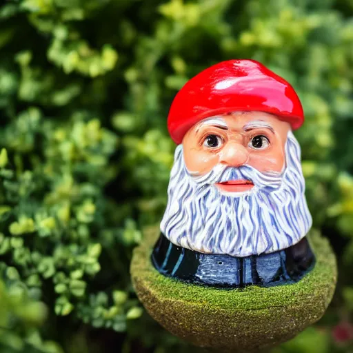 Prompt: A high-quality photo of Sajid Javid (as a garden gnome), glazed, glossy, m.zuiko 75mm, f 1.8, 1/400, RAW, unedited, 8K, high quality,