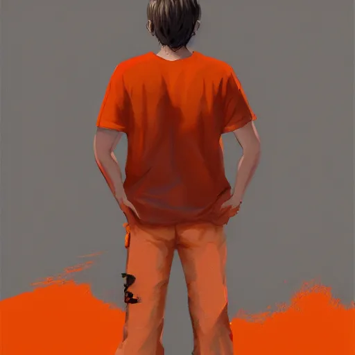 Image similar to man in orange t - shirt hugging from behind girl, vivid colors, character sheet, fine details, concept design, contrast, kim jung gi, greg rutkowski, trending on artstation, 8 k, full body, turnaround, front view, back view, ultra wide angle