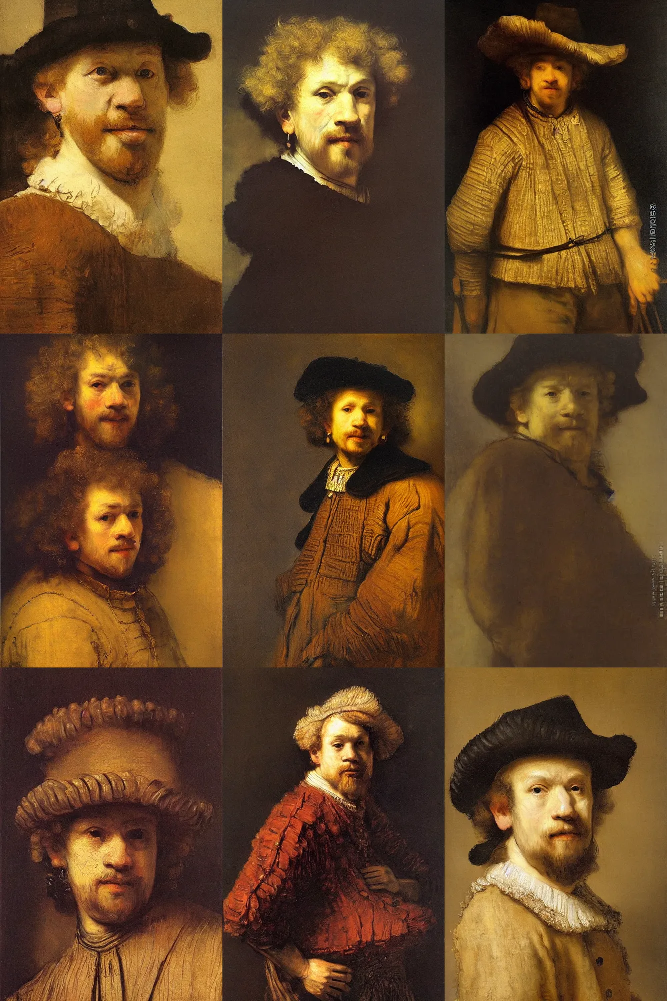 Prompt: attractive male, painting by rembrandt