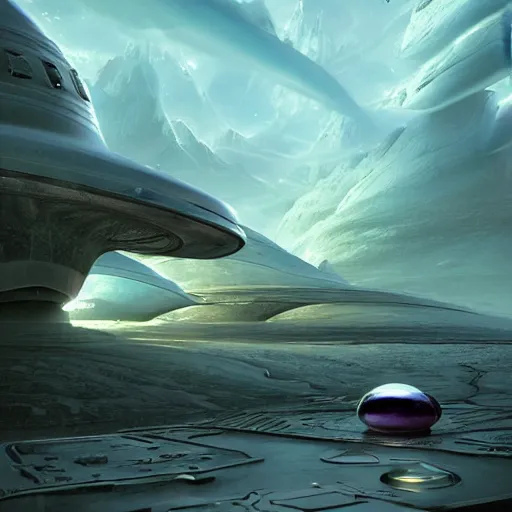 Image similar to a computer generated image of a strange object, a detailed matte painting by stephan martiniere, cgsociety contest winner, space art, rendered in unreal engine, concept art, rendered in cinema 4 d