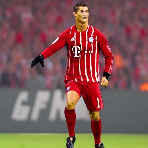 Image similar to Christiano Ronaldo in FC Bayern jersey