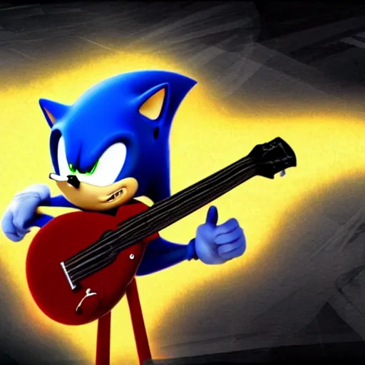 Image similar to sonic plays guitar, artstation