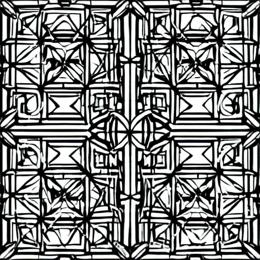 Prompt: geometric, non symmetrical black and white line art