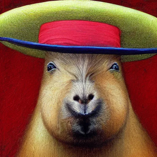 Prompt: gentleman capybara smoking, portrait, painting, vivid colours, Renaissance, detail, da vinci