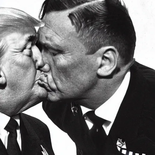 Image similar to still of donald trump kissing adolf hitler