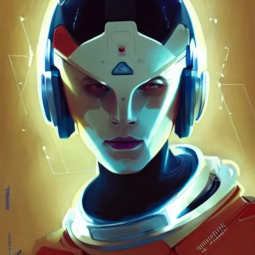 Image similar to symmetry! futuristic robotic astronaut, apex legends, illustration, art by artgerm and greg rutkowski and alphonse mucha