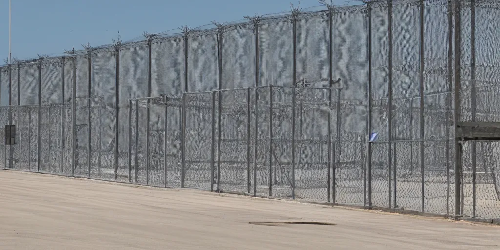 Image similar to cages at guantanamo bay prison, plain background, no army