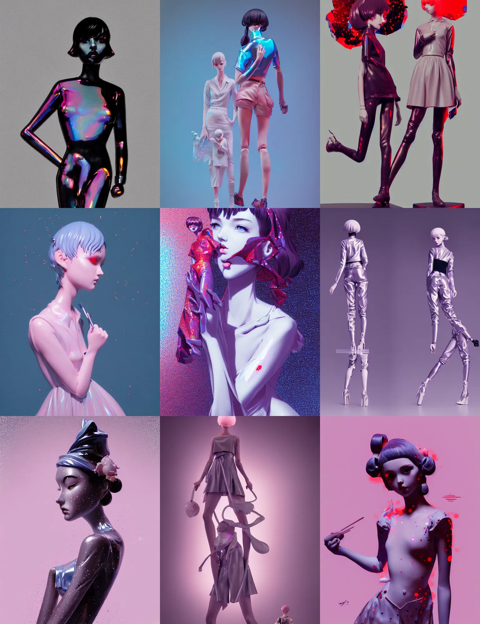 Prompt: james jean, ilya kuvshinov isolated fashion anime vinyl figure, figure photography, glitter accents on figure, holographic undertones, expert human proportions, high detail, ethereal lighting, rim light, expert light effects on figure, sharp focus, dramatic composition and glowing effects unreal engine, octane, editorial awarded best character design