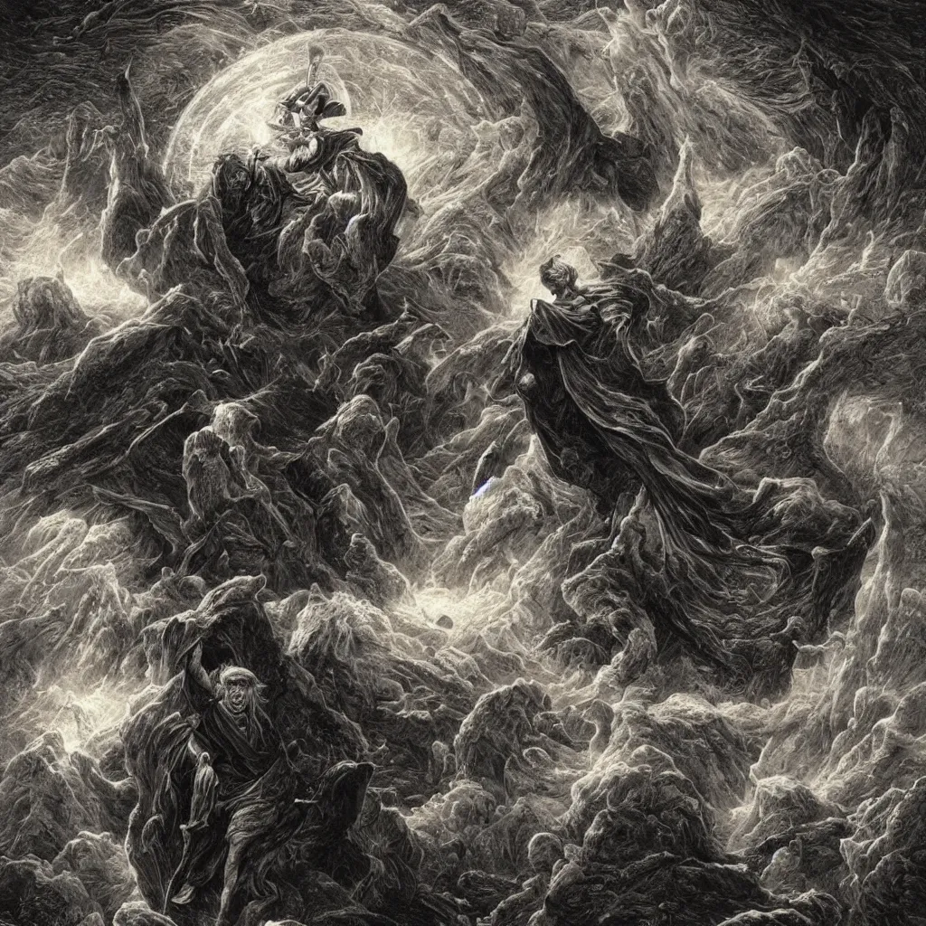 Prompt: Trump in the universe.highly realistic, hyper detailed,4k,by gustav doré
