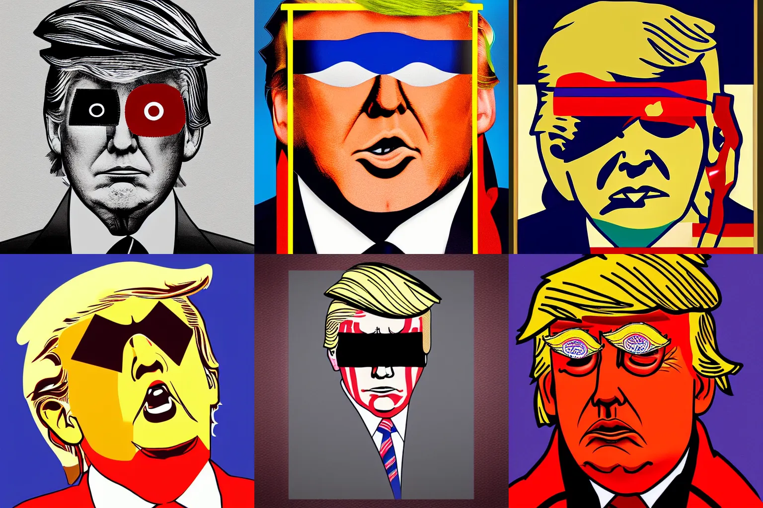 Prompt: donald trump with eyepatch in the style of yoji shinjawa, portrait, stylized