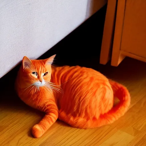 Image similar to an orange cat staring at a drawer ~ filled with socks on fire ~ high - resolution photo ~