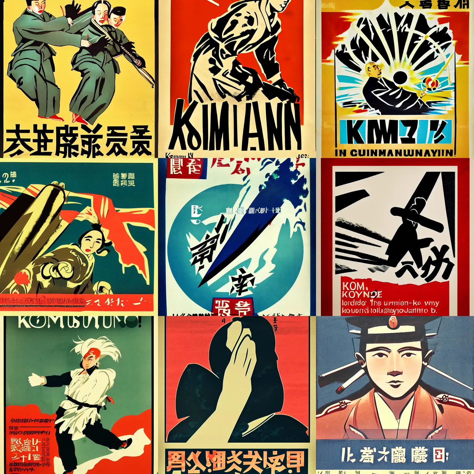Prompt: komsunun tavugu komsuya kaz gorunur, in the style of propaganda poster