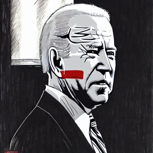 Image similar to Joe Biden looking sinister, by Tsutomu Nihei, highly detailed