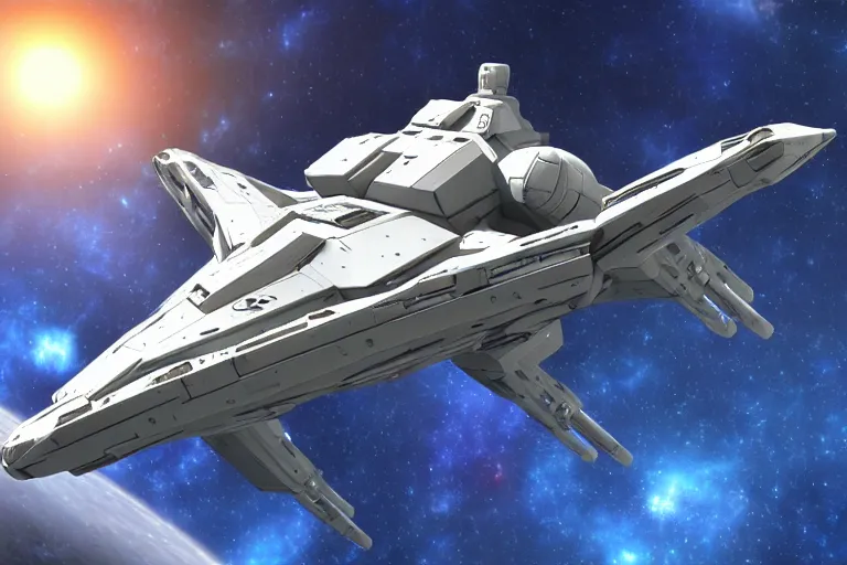 Prompt: 3d render of a space battleship