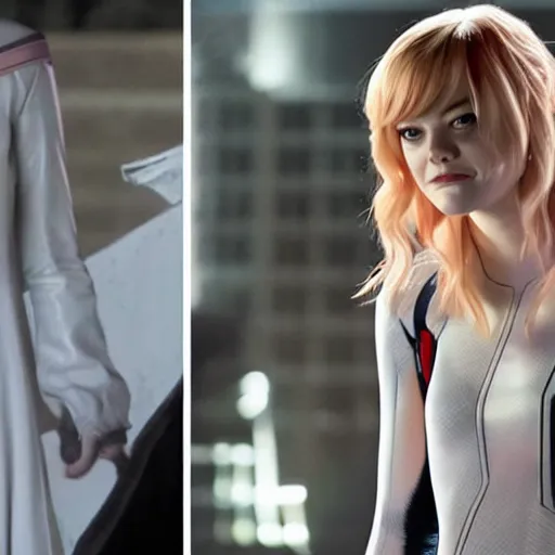 Image similar to Emma Stone as Spider-Gwen Ghost-Spider Gwen Stacey in the Marvel Cinematic Universe