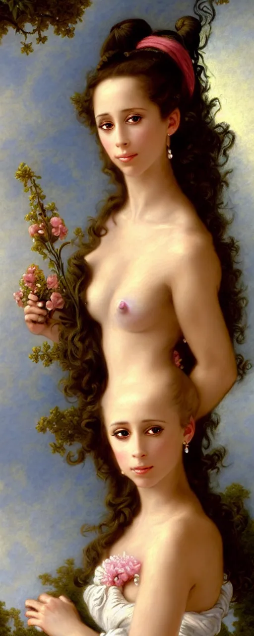 Prompt: A fantasy style portrait painting of Jennifer Love Hewitt/Naomi Scott hybrid, in the style of François Boucher, Oil Painting, hyperrealistic, render, Regal, Refined, Detailed Digital Art, RPG portrait, Michael Cheval, William-Adolphe Bouguereau, Walt Disney (1937), dynamic lighting, Highly Detailed, Cinematic Lighting, Unreal Engine, 8k, HD