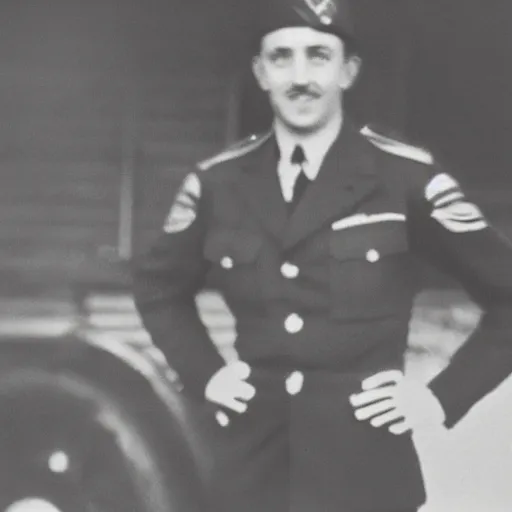 Image similar to Richard Hammond as a officer during WW2, grainy monochrome photo