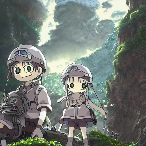 Prompt: made in abyss, illustrations in clear colors, animated film, by studio ghibli