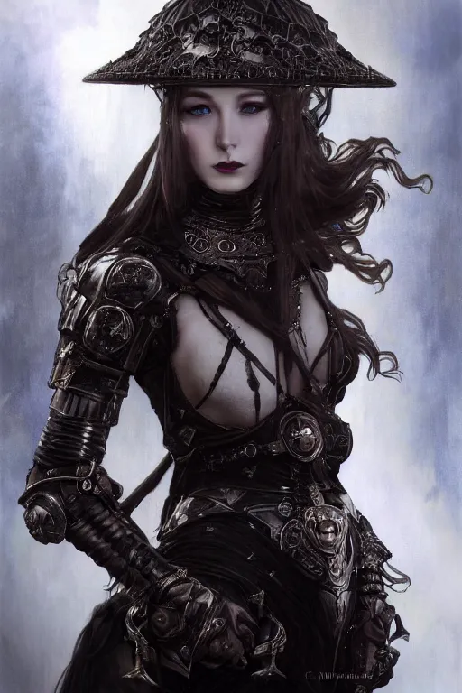 Image similar to beautiful and gothic and evil and luxury and dieselpunk young medieval female knight portrait +smoky eyes+front face with light flowing hair, ultradetail face, art and illustration by tian zi and craig mullins and WLOP and alphonse mucha, fantasy, intricate complexity, human structure, human anatomy, fantasy character concept, watermark, blurry, hyperrealism 8k