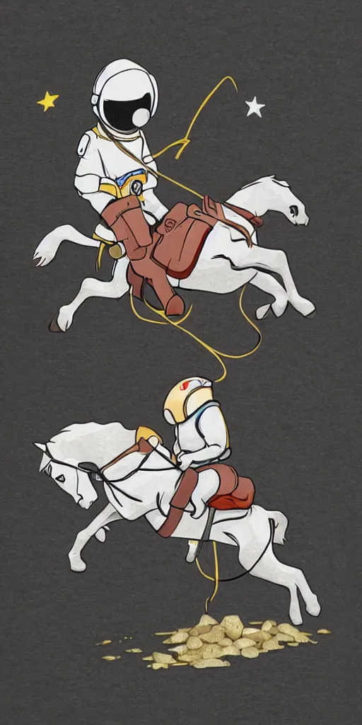 Image similar to a horse riding an astronaut.