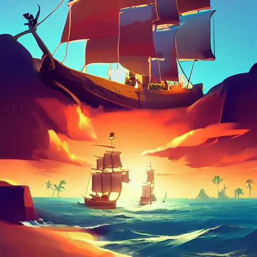 Image similar to painting treasure on sea of thieves game smooth median photoshop filter cutout vector, behance hd by jesper ejsing, by rhads, makoto shinkai and lois van baarle, ilya kuvshinov, rossdraws global illumination