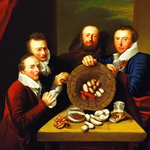 Prompt: me and the boys at 3 am looking for beans, 1 8 th century painting