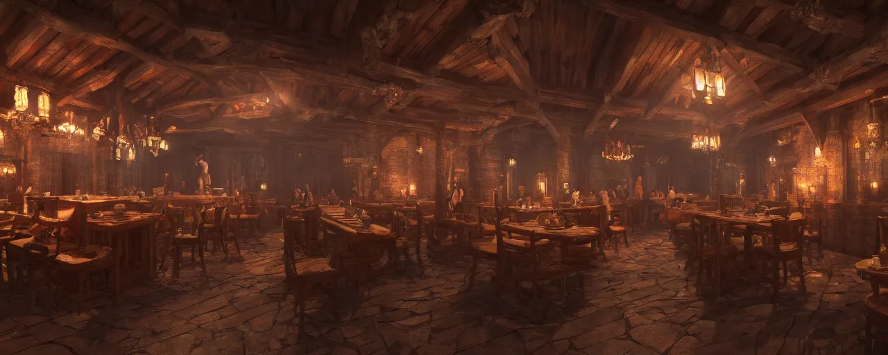 Image similar to inside of a medieval era tavern with exotic dancers, vaporwave aesthetics, 8 k uhd, unreal engine, octane render in the artstyle of finnian macmanus, john park and greg rutkowski