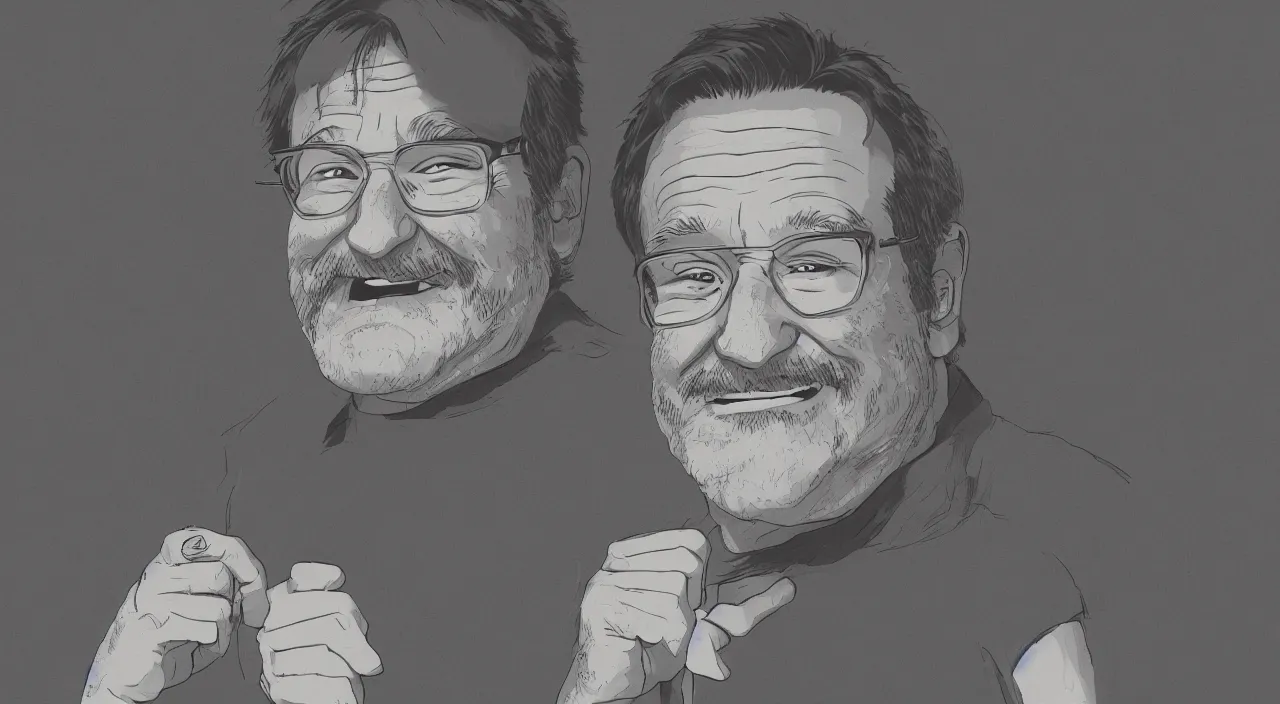 Image similar to (illustration) of Robin Williams, by (((Studio Ghibli))), 8k, face enhance, sharp focus, concept art, smooth
