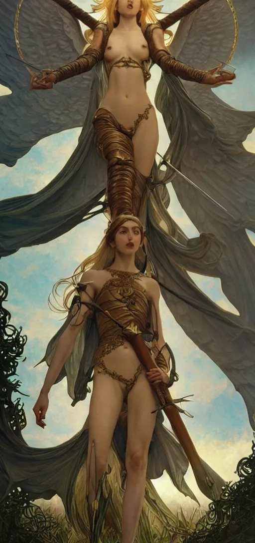 Prompt: perfectly detailed deedlit record of lodoss war tarot card!! blessed by nature with ever - increasing physical mental perfection, symmetrical! intricate, sensual features, highly detailed, biblical divine holy perfection!! digital painting, artstation, concept art, smooth, sharp focus, illustration, art by artgerm and greg rutkowski and alphonse mucha