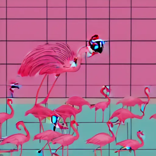 Prompt: flamingo glitch art