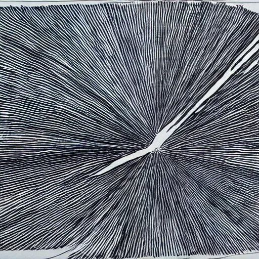 Image similar to single line drawing of extreme fear, blue ink pen