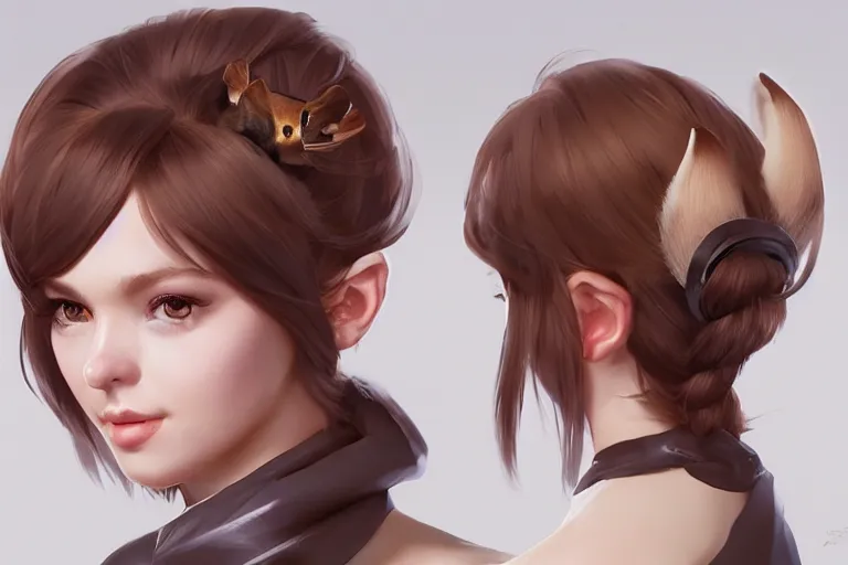 Image similar to female marten wearing jewlery with cute hairstyle, made by Stanley Artgerm Lau, WLOP, Rossdraws, ArtStation, CGSociety, concept art, cgsociety, octane render, trending on artstation, artstationHD, artstationHQ, unreal engine, 4k, 8k,