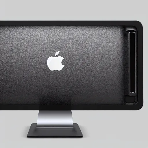 Image similar to product photoshoot of clean modern hand crafted mac monitor pro display xpr luxury smooth color metal white silver with black leather padding well design ultrareallistic detailed high quality 8 k photorealistic ultra realistic