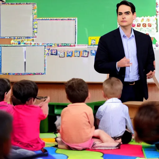 Image similar to Ben Shapiro debating a room of kindergartners