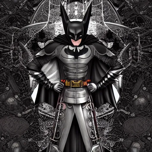 Prompt: black matte metal samurai batman batman batman android, ((dark fantasy)), dark, moody, broody, evil :: by Martine Johanna and and (Chie Yoshii) and Casey Weldon and Guillermo del toro :: ornate, dynamic, particulate, rich colors, intricate, elegant, highly detailed, centered, artstation, smooth, sharp focus, octane render, 3d