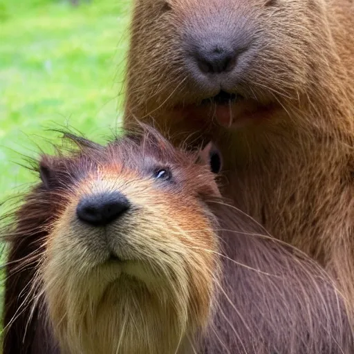 Image similar to two long haired capybara