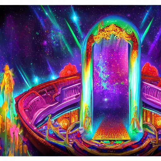 Prompt: galactic palace in the style of johnathan solter painting hd