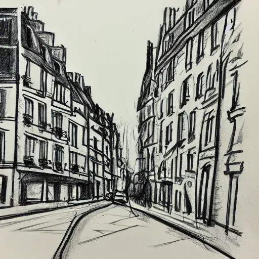 Image similar to hand drawing sketch of an old street in paris