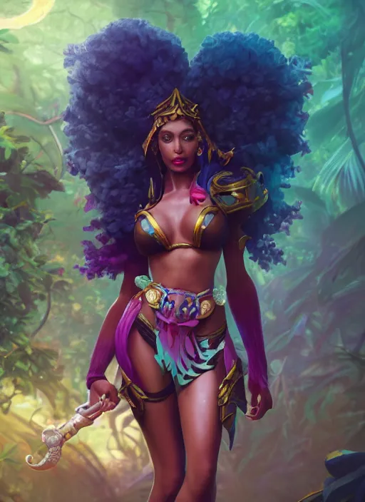 Prompt: qiyana from the jungle, from league of legends, au naturel, hyper detailed, digital art, trending in artstation, cinematic lighting, studio quality, smooth render, unreal engine 5 rendered, octane rendered, art style by klimt and nixeu and ian sprigger and wlop and krenz cushart