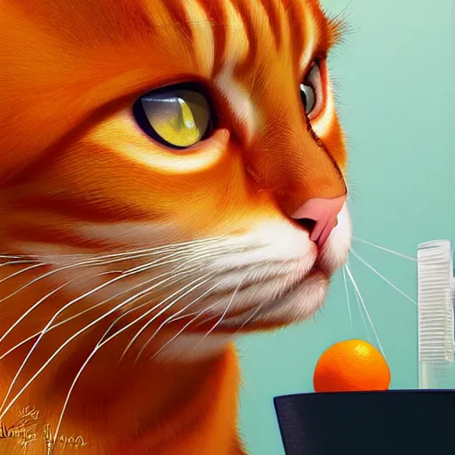 Image similar to an orange tabby gets a shot at the vet by ilya kuvshinov katsuhiro otomo