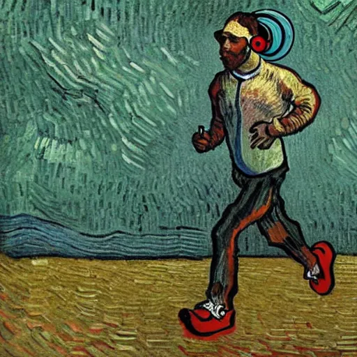 Image similar to runner with headphones by van gogh