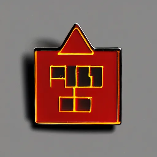 Image similar to a photo of a retro 5 0 s minimalistic clean fire warning enamel pin, studio lighting, behance