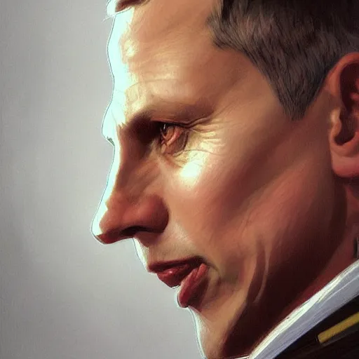 Image similar to 2010 portrait of hockey coach Igor Larionov, fantasy, intricate, elegant, highly detailed, digital painting, artstation, concept art, smooth, sharp focus, luxury fashion illustration, art by artgerm and greg rutkowski and alphonse mucha, brightly lit cinematic soft lighting, photorealistic