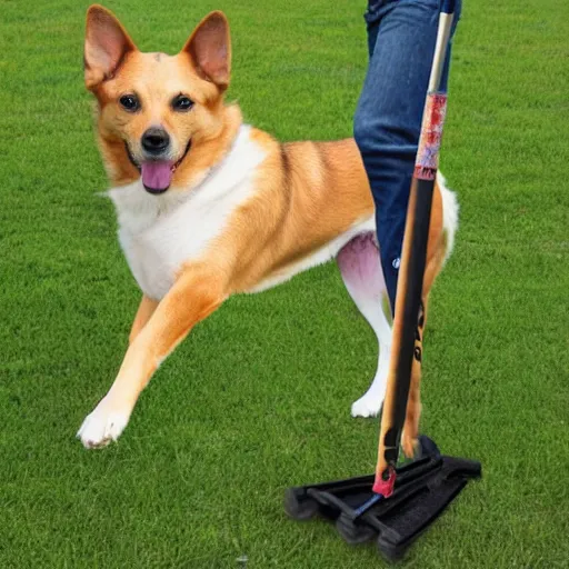 Image similar to dog on a pogo stick