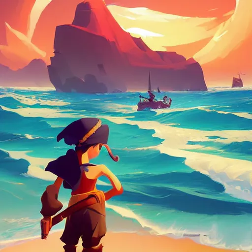 Image similar to painting treasure on sea of thieves game smooth median photoshop filter cutout vector, behance hd by jesper ejsing, by rhads, makoto shinkai and lois van baarle, ilya kuvshinov, rossdraws global illumination