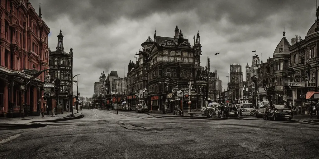 Prompt: cinematic moody victorian city